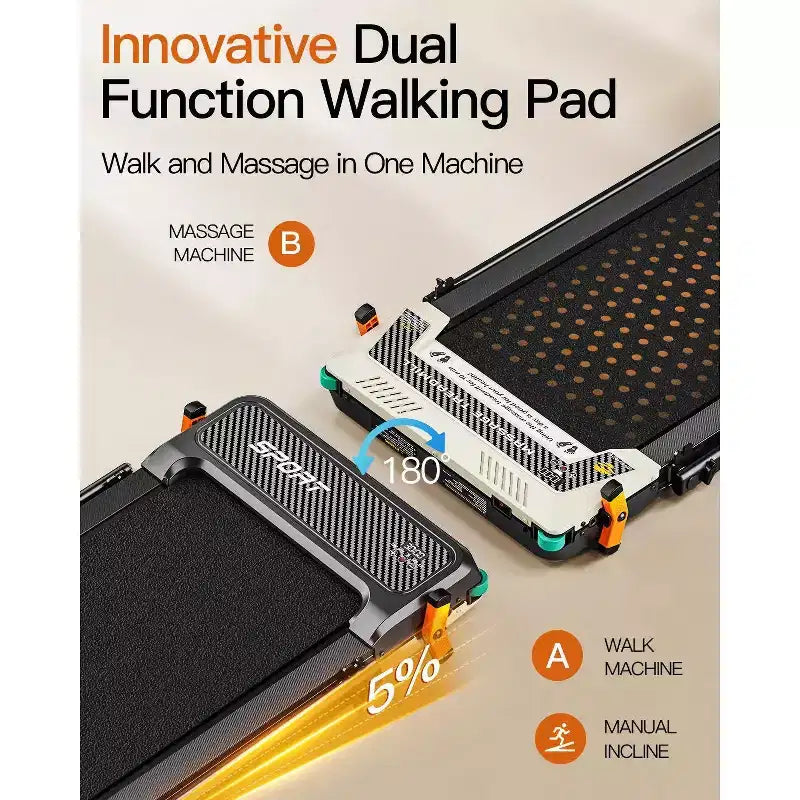 Tapis roulant Akluer Walking Pad con inclinazione, 2-in-1 tapis roulant da scrivania e massaggiatore piedi, tapis roulant silenzioso da 2,5 HP con braccioli, telecomando con display LED per ufficio domestico