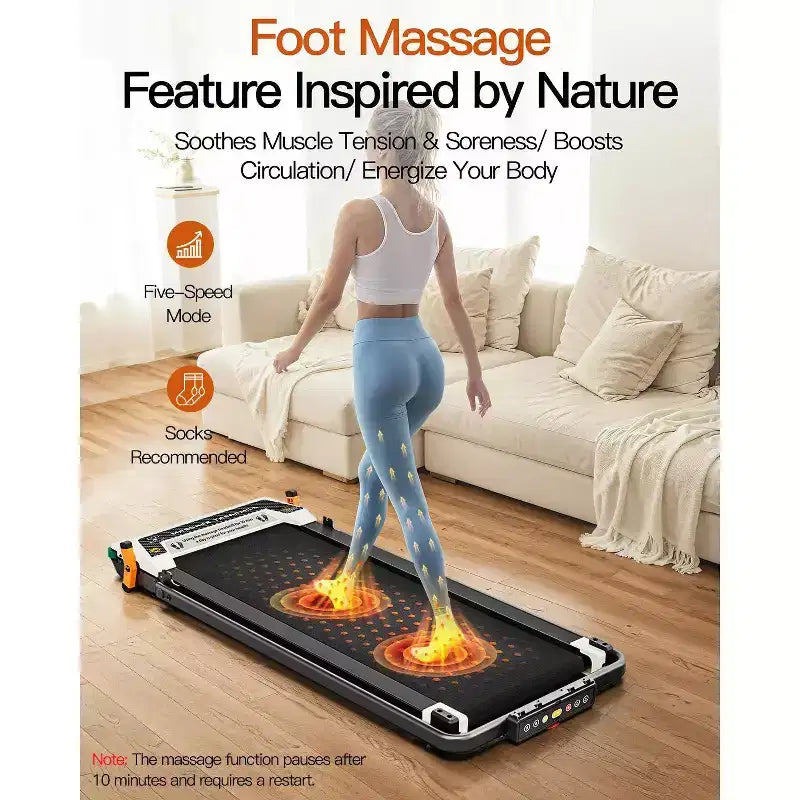Tapis roulant Akluer Walking Pad con inclinazione, 2-in-1 tapis roulant da scrivania e massaggiatore piedi, tapis roulant silenzioso da 2,5 HP con braccioli, telecomando con display LED per ufficio domestico