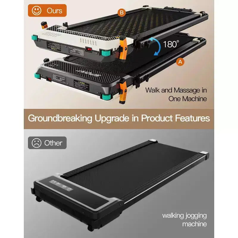 Tapis roulant Akluer Walking Pad con inclinazione, 2-in-1 tapis roulant da scrivania e massaggiatore piedi, tapis roulant silenzioso da 2,5 HP con braccioli, telecomando con display LED per ufficio domestico