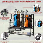 Organizzatore Movibile per Sacche da Golf, Organizzatore per Garage Tutto in Uno per Sacche da Golf, Organizzatore per Attrezzatura Sportiva, Organizzatore per Garage per Sacche da Golf con Cesti