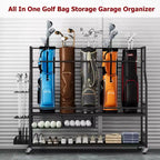 Organizzatore Movibile per Sacche da Golf, Organizzatore per Garage Tutto in Uno per Sacche da Golf, Organizzatore per Attrezzatura Sportiva, Organizzatore per Garage per Sacche da Golf con Cesti