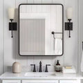 PexFix 30 x 24 Bathroom Cabinet with Mirror Stainless Steel Frame and 2 Adjustable Shelves Wall Medicine Cabinets Mirrors Rectangle Recessed Black