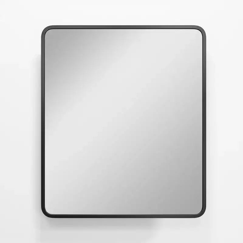 PexFix Mobile Bagno con Specchio 30 x 24 Telaio in Acciaio Inox e 2 Ripiani Regolabili Specchietti Armadietti Medicinali a Parete Rettangolare da Incasso Nero