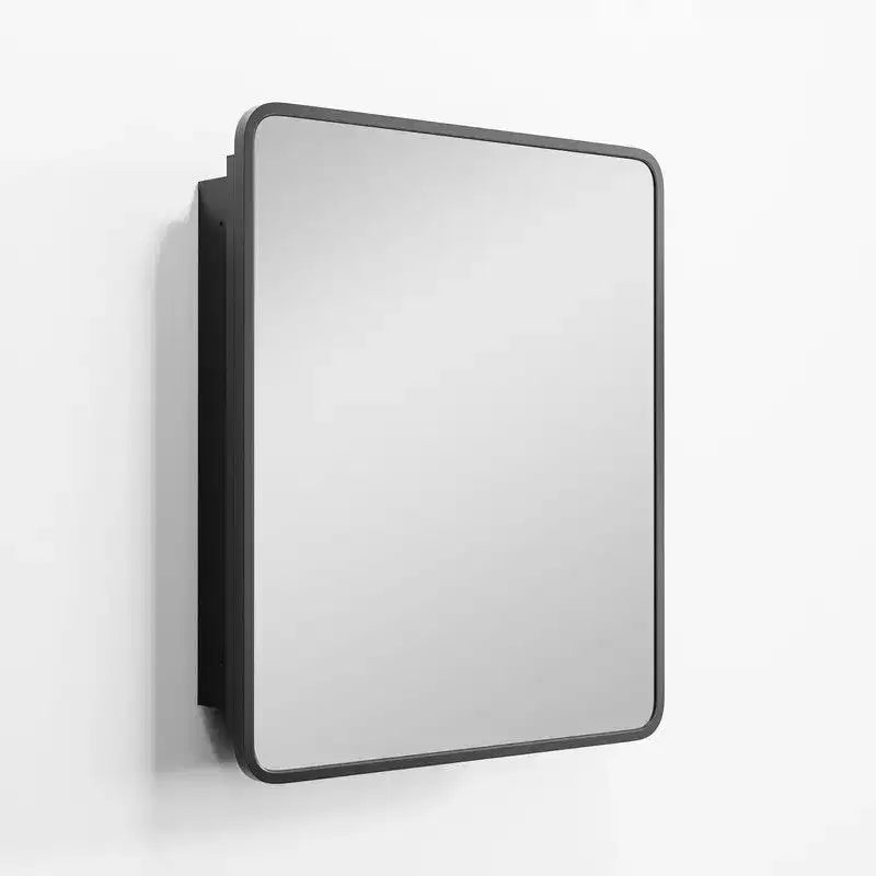 PexFix Mobile Bagno con Specchio 30 x 24 Telaio in Acciaio Inox e 2 Ripiani Regolabili Specchietti Armadietti Medicinali a Parete Rettangolare da Incasso Nero