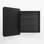 PexFix Mobile Bagno con Specchio 30 x 24 Telaio in Acciaio Inox e 2 Ripiani Regolabili Specchietti Armadietti Medicinali a Parete Rettangolare da Incasso Nero