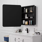 PexFix Mobile Bagno con Specchio 30 x 24 Telaio in Acciaio Inox e 2 Ripiani Regolabili Specchietti Armadietti Medicinali a Parete Rettangolare da Incasso Nero