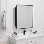 PexFix Mobile Bagno con Specchio 30 x 24 Telaio in Acciaio Inox e 2 Ripiani Regolabili Specchietti Armadietti Medicinali a Parete Rettangolare da Incasso Nero