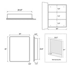 PexFix Mobile Bagno con Specchio 30 x 24 Telaio in Acciaio Inox e 2 Ripiani Regolabili Specchietti Armadietti Medicinali a Parete Rettangolare da Incasso Nero