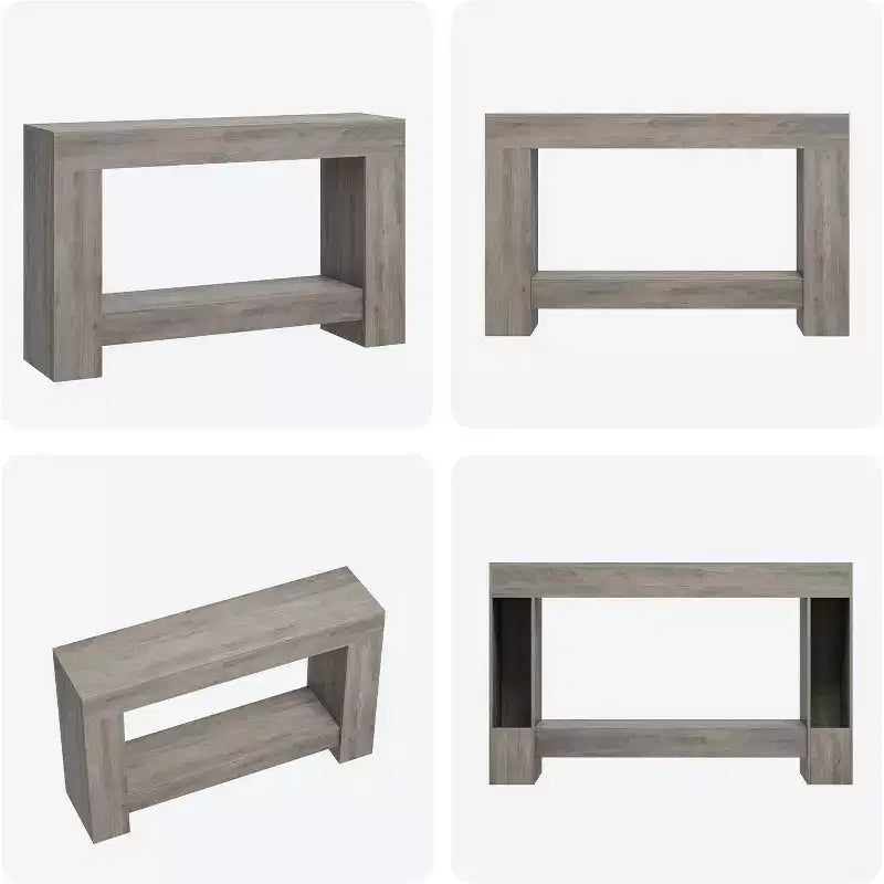 Acekool Farmhouse Console Table, 2-Tier Entryway Table with Storage Shelf, Long Sofa Table for Hallway, Living Room, Rustic Accent