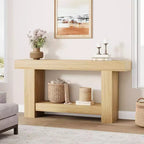 Acekool Farmhouse Console Table, 2-Tier Entryway Table with Storage Shelf, Long Sofa Table for Hallway, Living Room, Rustic Accent