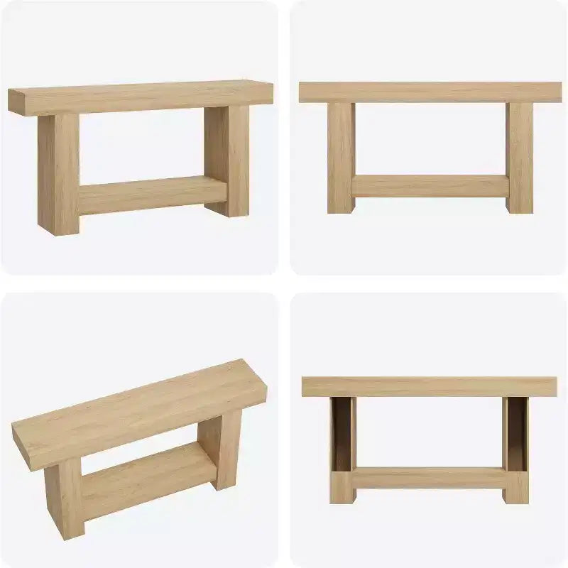 Acekool Farmhouse Console Table, 2-Tier Entryway Table with Storage Shelf, Long Sofa Table for Hallway, Living Room, Rustic Accent