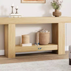 Acekool Farmhouse Console Table, 2-Tier Entryway Table with Storage Shelf, Long Sofa Table for Hallway, Living Room, Rustic Accent