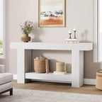 Acekool Farmhouse Console Table, 2-Tier Entryway Table with Storage Shelf, Long Sofa Table for Hallway, Living Room, Rustic Accent