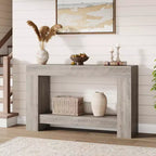Acekool Farmhouse Console Table, 2-Tier Entryway Table with Storage Shelf, Long Sofa Table for Hallway, Living Room, Rustic Accent