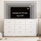 9 Drawer Dresser, 63 Dresser for Bedroom with Power Outlet, Modern Drawer for Hallway, Living Room
