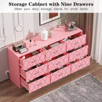 9 Drawer Dresser, 63 Dresser for Bedroom with Power Outlet, Modern Drawer for Hallway, Living Room