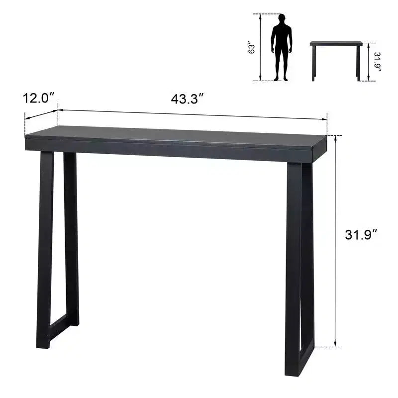 Karl Home | 43.3 In Console Table With Trapezoidal Legs, Wooden Frame