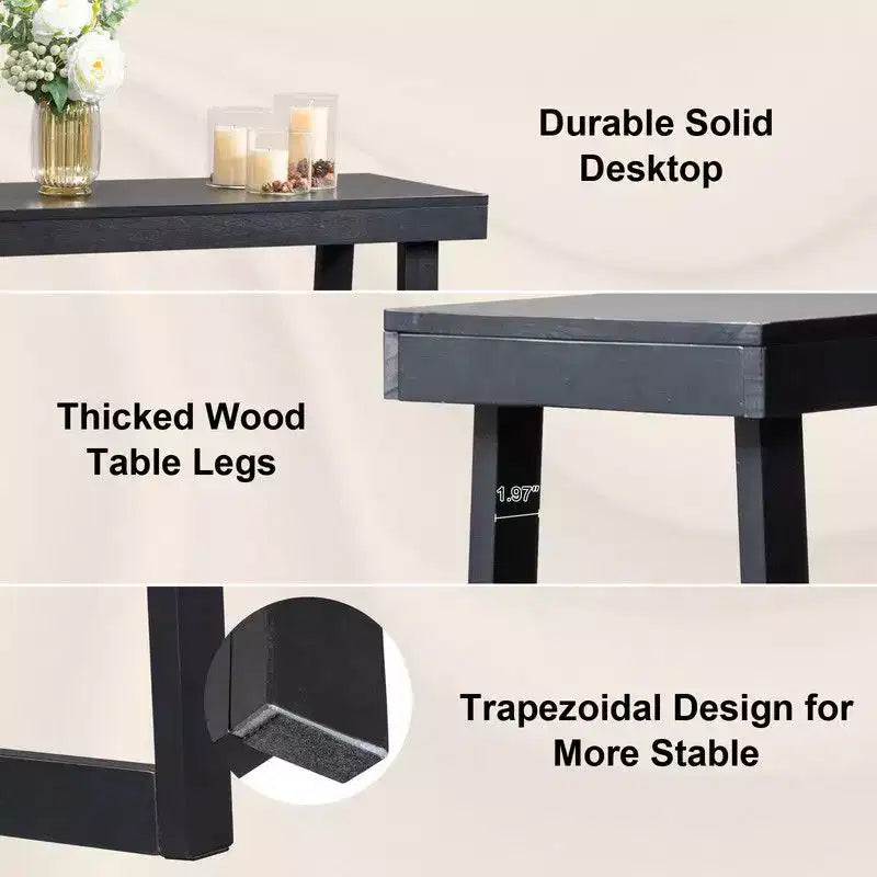 Karl Home | 43.3 In Console Table With Trapezoidal Legs, Wooden Frame