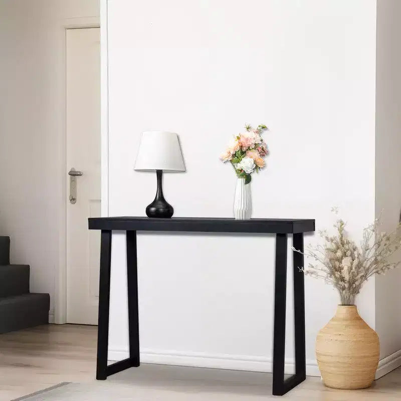 Karl Home | 43.3 In Console Table With Trapezoidal Legs, Wooden Frame