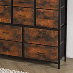 COZONY Cassettiera Alta in Tessuto a 15 Cassetti con Piano in Legno e Robusta Struttura in Metallo, Cassettiera Contenitore con Stampa Effetto Legno per Camera da Letto, Soggiorno e Corridoio