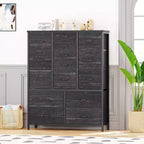 COZONY Cassettiera Alta in Tessuto a 15 Cassetti con Piano in Legno e Robusta Struttura in Metallo, Cassettiera Contenitore con Stampa Effetto Legno per Camera da Letto, Soggiorno e Corridoio