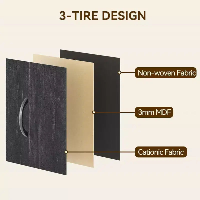 COZONY Cassettiera Alta in Tessuto a 15 Cassetti con Piano in Legno e Robusta Struttura in Metallo, Cassettiera Contenitore con Stampa Effetto Legno per Camera da Letto, Soggiorno e Corridoio