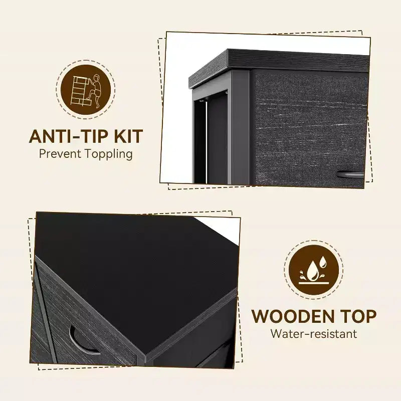 COZONY Cassettiera Alta in Tessuto a 15 Cassetti con Piano in Legno e Robusta Struttura in Metallo, Cassettiera Contenitore con Stampa Effetto Legno per Camera da Letto, Soggiorno e Corridoio