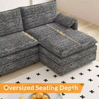 108 Modular Sectional Couch with Movable Ottoman - L Shaped Chenille Sofa for Living Room Apartment