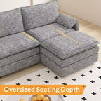 108 Modular Sectional Couch with Movable Ottoman - L Shaped Chenille Sofa for Living Room Apartment