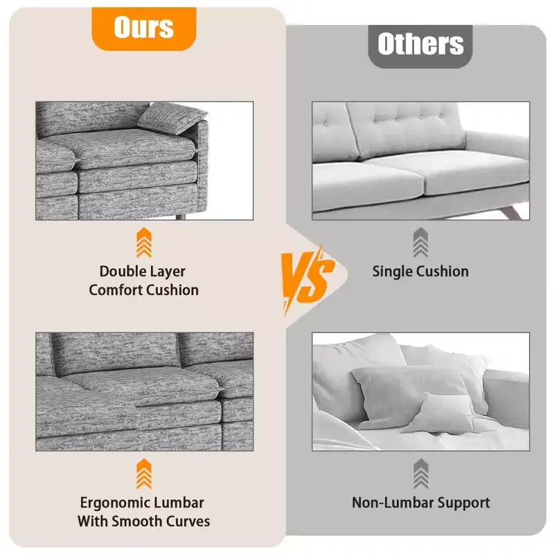 108 Modular Sectional Couch with Movable Ottoman - L Shaped Chenille Sofa for Living Room Apartment