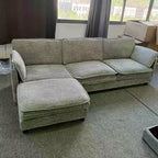 108 Modular Sectional Couch with Movable Ottoman - L Shaped Chenille Sofa for Living Room Apartment