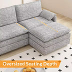 108 Modular Sectional Couch with Movable Ottoman - L Shaped Chenille Sofa for Living Room Apartment