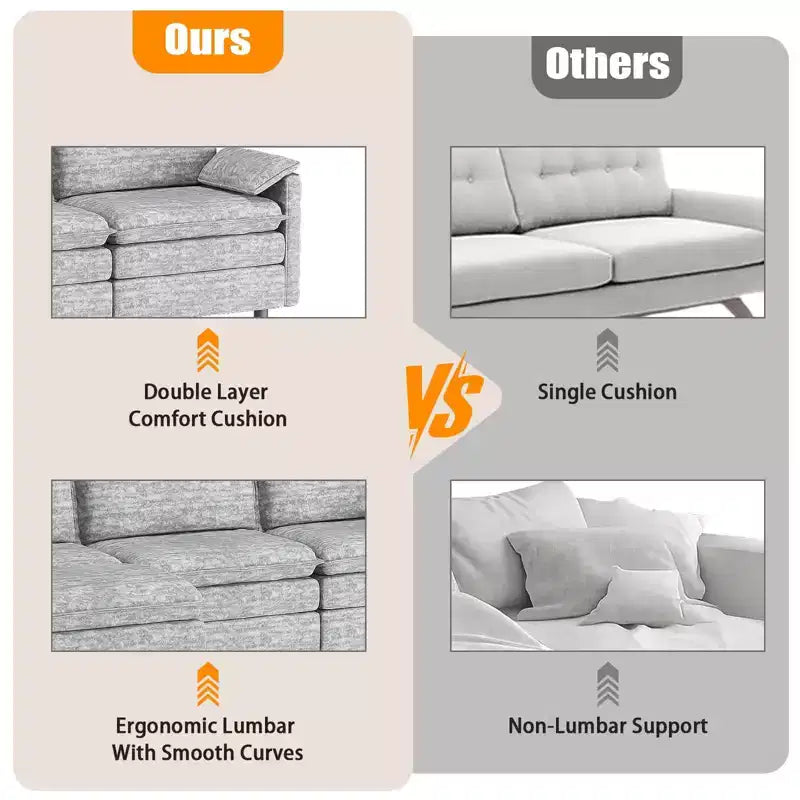 108 Modular Sectional Couch with Movable Ottoman - L Shaped Chenille Sofa for Living Room Apartment