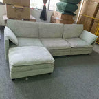 108 Modular Sectional Couch with Movable Ottoman - L Shaped Chenille Sofa for Living Room Apartment