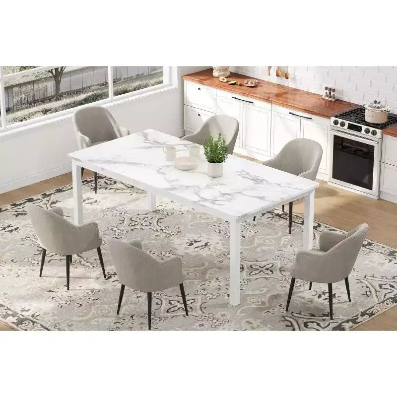 Tavolo da Pranzo Industriale per 6-8 Persone, Tavolo Lungo da Cucina con Robusto Telaio in Metallo e Piano Rettangolare con Angoli Arrotondati per Cena