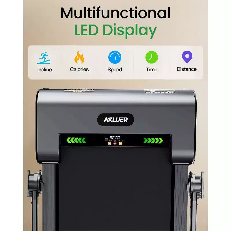 Akluer Tapis Roulant Pieghevole con Inclinazione Automatica del 13%, Tapis Roulant da Scrivania da 2,5 HP con Manubrio e Telecomando, Display LED per Corsa in Ufficio a Casa