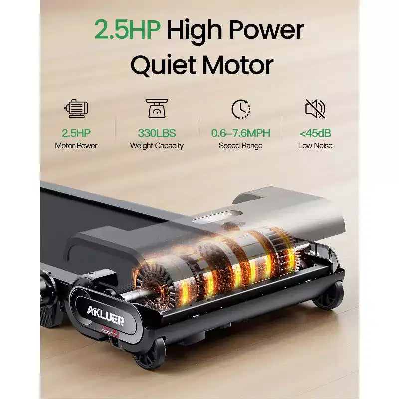 Akluer Tapis Roulant Pieghevole con Inclinazione Automatica del 13%, Tapis Roulant da Scrivania da 2,5 HP con Manubrio e Telecomando, Display LED per Corsa in Ufficio a Casa