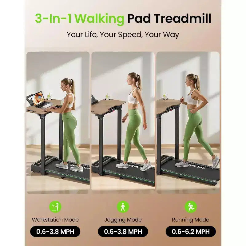 Tapis Roulant Akluer Walking Pad con Scrivania Regolabile, Tapis Roulant Compatto da Scrivania da 2,5HP con Telecomando, Tapis Roulant Pieghevole Silenzioso per Ufficio Domestico