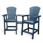 Outdoor Recycled Poly Adirondack Barstools with Connecting Tray, Tall Adirondack Chairs Bar Chairs for Deck, Patio Bar Stool Chair Set of 2