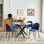 Tavolo da pranzo rotondo 42.1, tavolino da caffè di metà secolo con gambe incrociate in metallo, tavolo da cucina per 4-6 persone - ModernLuxe