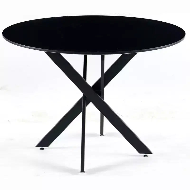 Tavolo da pranzo rotondo 42.1, tavolino da caffè di metà secolo con gambe incrociate in metallo, tavolo da cucina per 4-6 persone - ModernLuxe