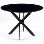 Tavolo da pranzo rotondo 42.1, tavolino da caffè di metà secolo con gambe incrociate in metallo, tavolo da cucina per 4-6 persone - ModernLuxe