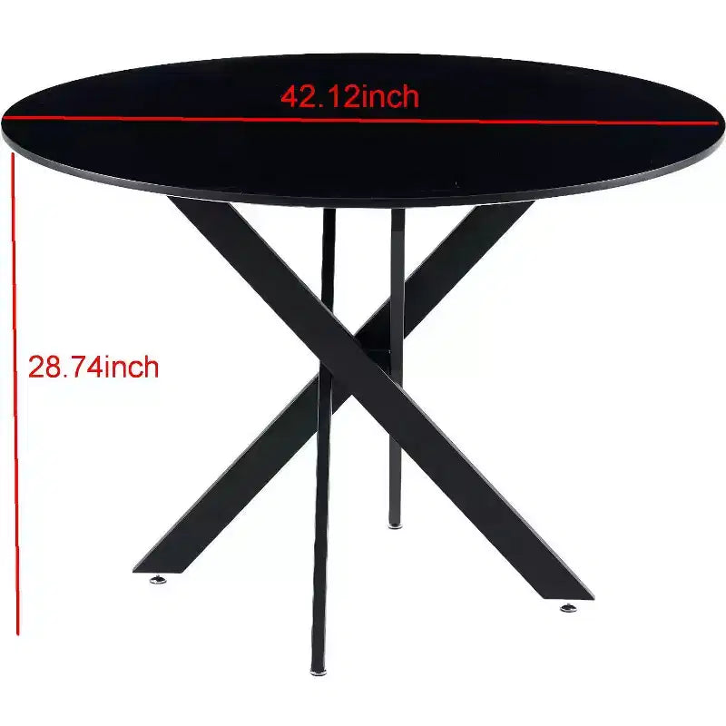Tavolo da pranzo rotondo 42.1, tavolino da caffè di metà secolo con gambe incrociate in metallo, tavolo da cucina per 4-6 persone - ModernLuxe