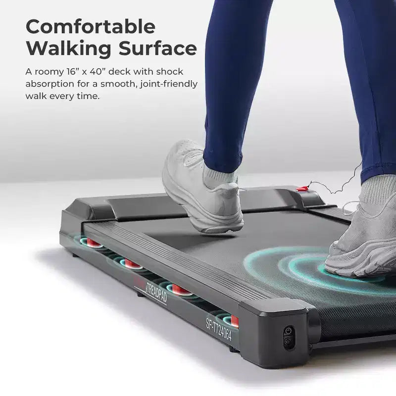 Tapis Roulant Intelligente Camminata Sunny Health & Fitness Treadpad 100 con Wi-Fi, Bluetooth, Ammortizzazione e Design Pieghevole Sotto Scrivania