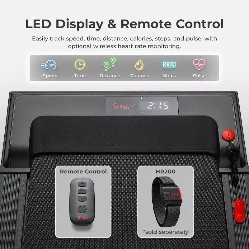 Tapis Roulant Intelligente Camminata Sunny Health & Fitness Treadpad 100 con Wi-Fi, Bluetooth, Ammortizzazione e Design Pieghevole Sotto Scrivania