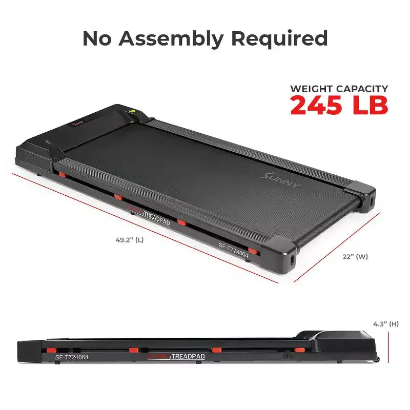 Tapis Roulant Intelligente Camminata Sunny Health & Fitness Treadpad 100 con Wi-Fi, Bluetooth, Ammortizzazione e Design Pieghevole Sotto Scrivania