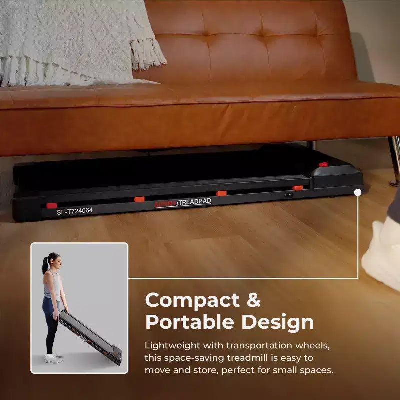 Tapis Roulant Intelligente Camminata Sunny Health & Fitness Treadpad 100 con Wi-Fi, Bluetooth, Ammortizzazione e Design Pieghevole Sotto Scrivania