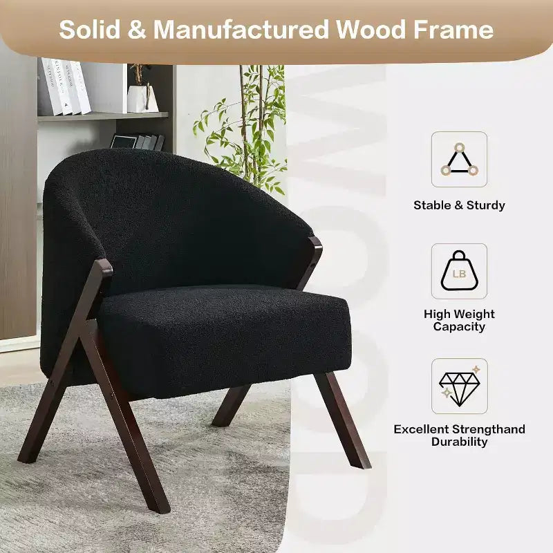 Modern Accent Chair, Mid Century Accent Chair with PU, Upholstered Comfy Reading Chair, Armless Side Sofa Chair for Living Room Bedroom