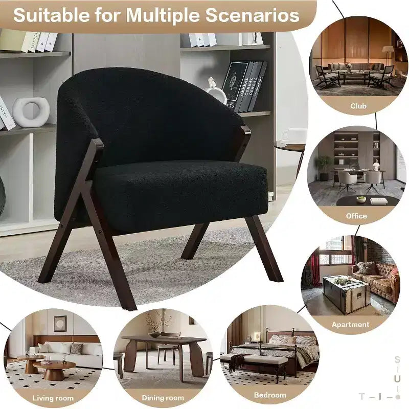 Modern Accent Chair, Mid Century Accent Chair with PU, Upholstered Comfy Reading Chair, Armless Side Sofa Chair for Living Room Bedroom
