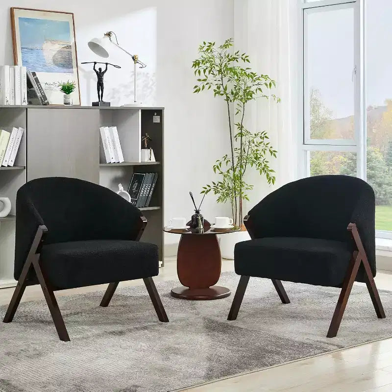 Modern Accent Chair, Mid Century Accent Chair with PU, Upholstered Comfy Reading Chair, Armless Side Sofa Chair for Living Room Bedroom